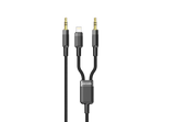 كابل AUX 3.5 مم متعدد الأجهزة من Porodo | كابل Lightning (4 أقدام/1.2 متر) PD-AUX2LC-BK