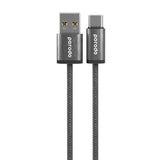 كابل Porodo Woven 3A USB-A إلى Type-C بطول 1.2 متر - أسود