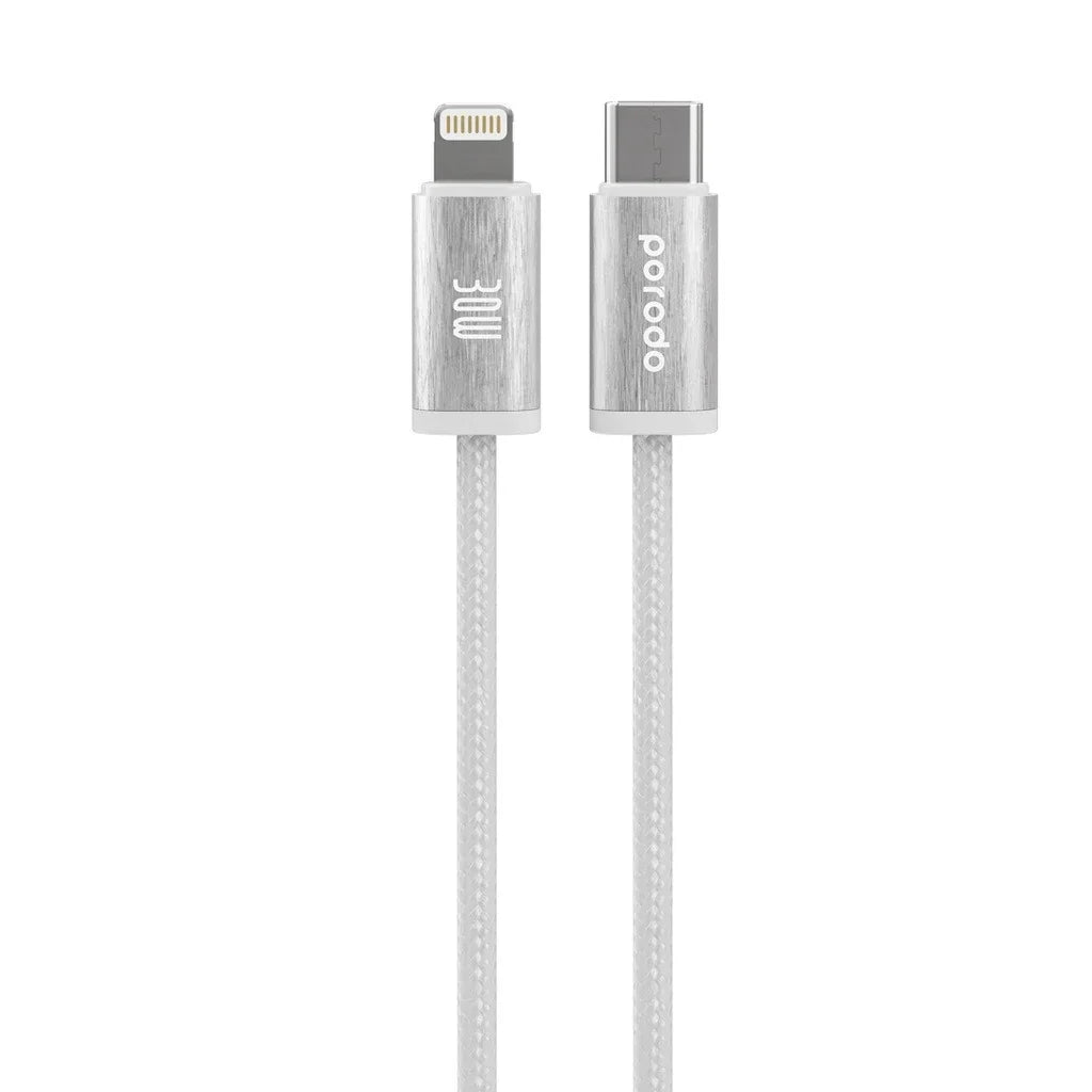 كابل Porodo Woven 30W Lightning to Type-C بطول 1.2 متر