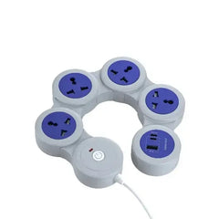 Porodo USB-A Type-C and 4 AC Multiport Socket with UK Plug 2500W PD 20W 3M- Gray - GulfStore.com