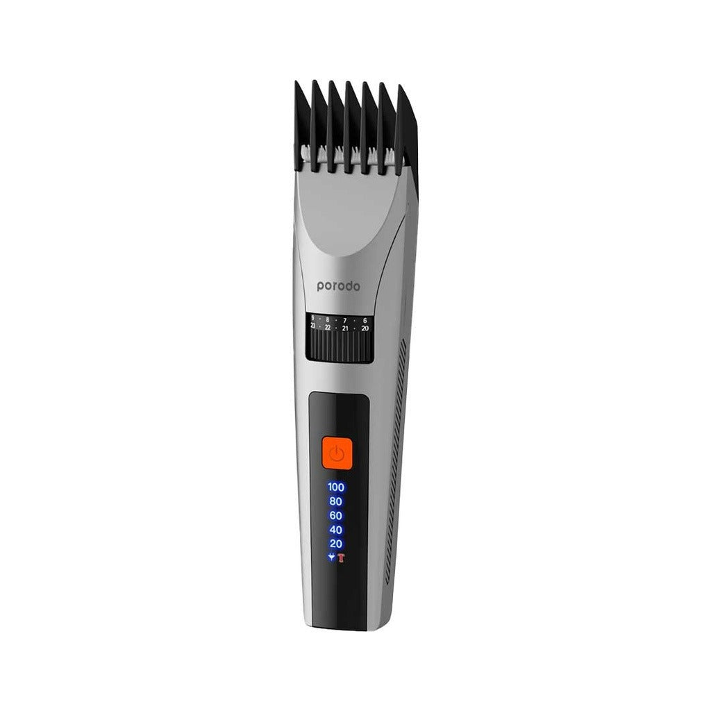 Porodo LifeStyle Rechargeable LED display Hair Clipper With Two Cutting Modes 1200mAh Grey