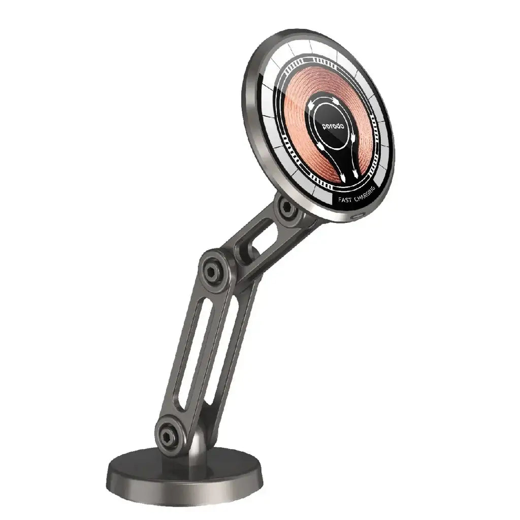 Porodo Magnetic Wirless Fast Charging Mount with Double Armg and 360 Rotation - Black - GulfStore.com