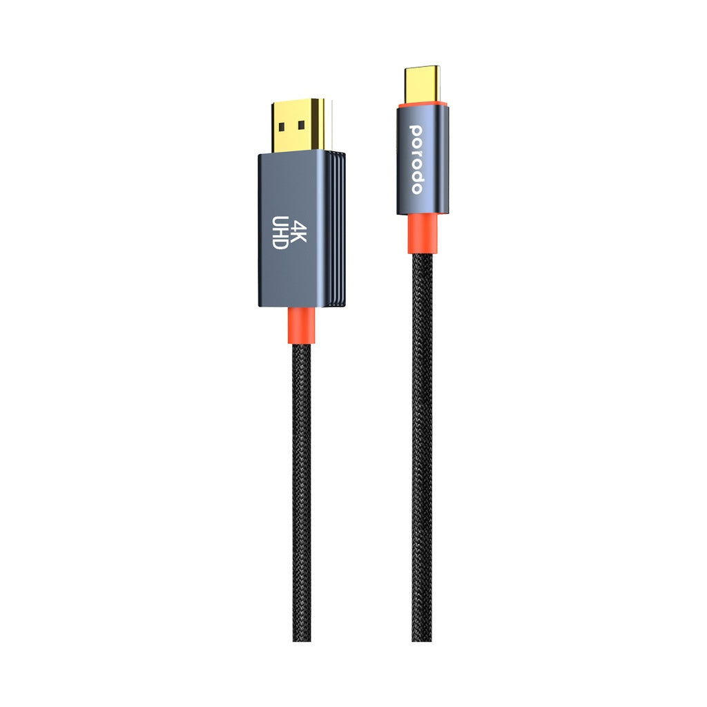كابل بورودو المنسوج من النوع C إلى HDMI | PD-CBL0016-BK | أسود