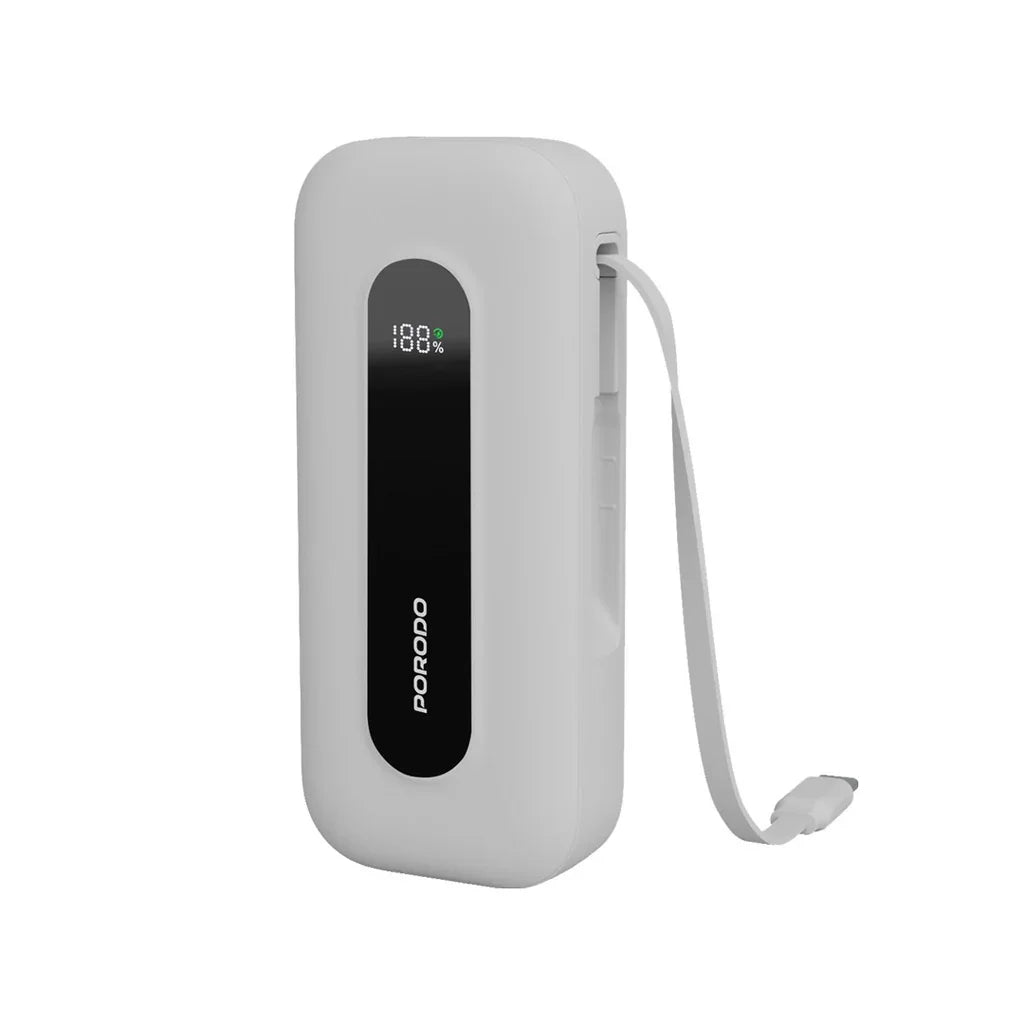 Porodo 10000mAh Power bank 58CM Retractable Type-C (PD-PBFCH060-WH)
