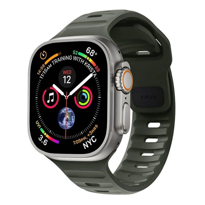 PW-WLLS49IW-AGN | PAWA Lagos Premium Soft Silicon Strap 45/49Mm | Ash Green