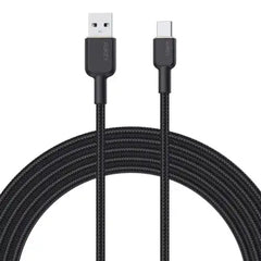 Aukey Braided Nylon USB 2.0 to USB C Cable (0.9m) - Black - GulfStore.com