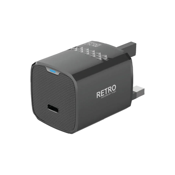 PW-TCRT25UK-BK | قابس باوا ريترو 25 واط بمنفذ Type-C في المملكة المتحدة | أسود