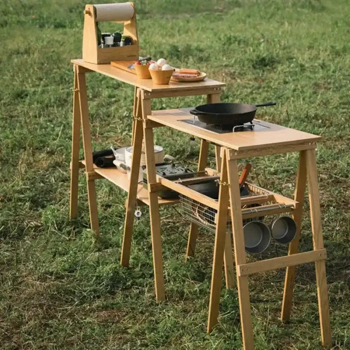 Naturehike Outdoor Camping Kitchen Cooking Table - Wood - GulfStore.com