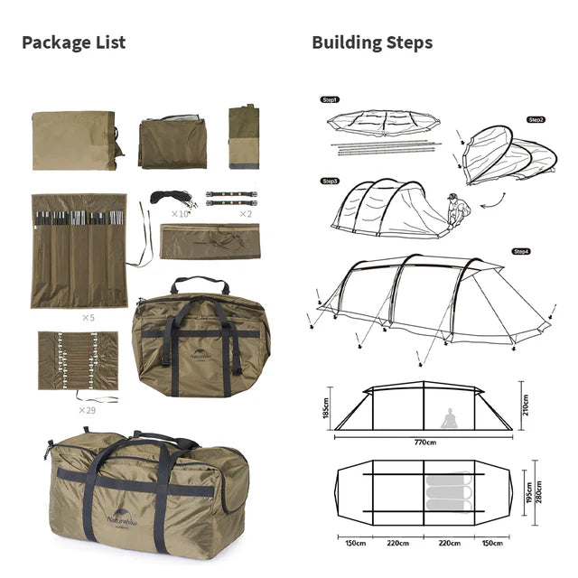 [6927595798928] Naturehike Aries Alpha (Alpha) tunnel tent- Khaki