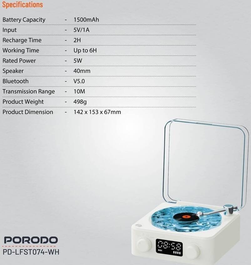 LFS074-WH | Porodo Lifestyle Noise Speaker | White
