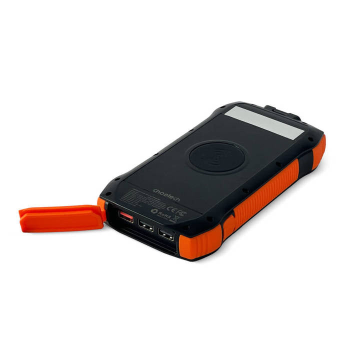 Choetech solar power bank with inductive charging 20000mAh PD 20W / QC 18W / Qi 10W orange (B657)