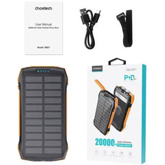 Choetech solar power bank with inductive charging 20000mAh PD 20W / QC 18W / Qi 10W orange (B657) - GulfStore.com