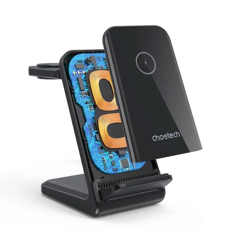 Choetech 3in1 wireless charging with removable iwatch charger holder (Compatible with both Apple and Samsung) black