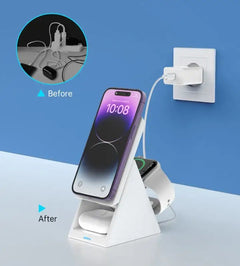 Choetech 3 in 1 wireless charging - White T600-F - GulfStore.com
