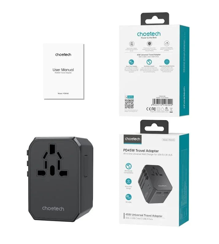 Chotech PD45W 2C+2A Travel Wall Charger black PD6045