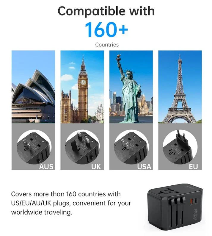 Chotech PD45W 2C+2A Travel Wall Charger black PD6045