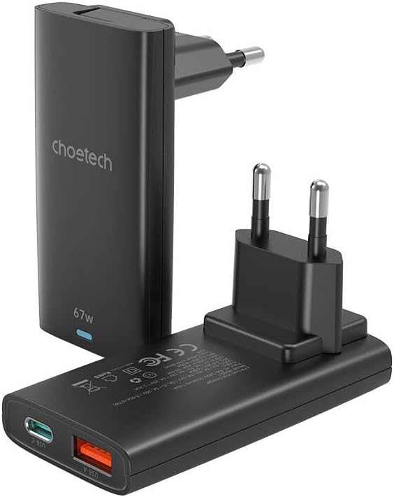 PD6011 Choetech PD65W GAN Ultra thin A+C wall charger black