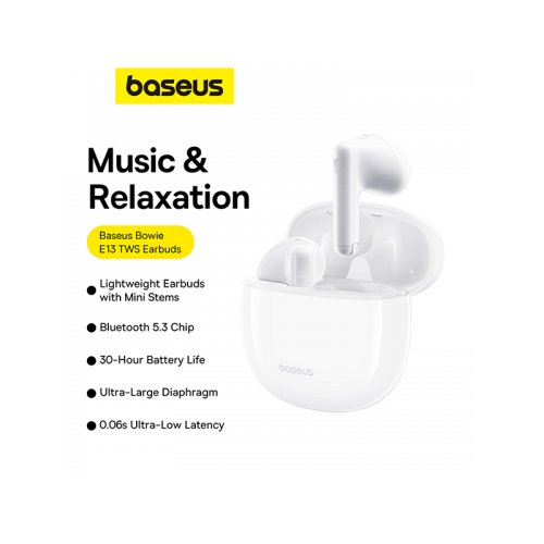 Baseus Bowie E13 True Wireless Earphones Moon White