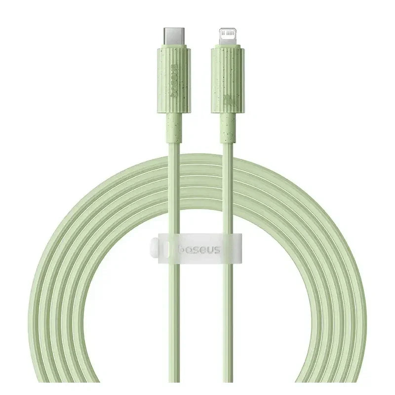 كابل شحن سريع من Baseus Habitat Series USB-C إلى Lightning بطول 2 متر - أخضر طبيعي