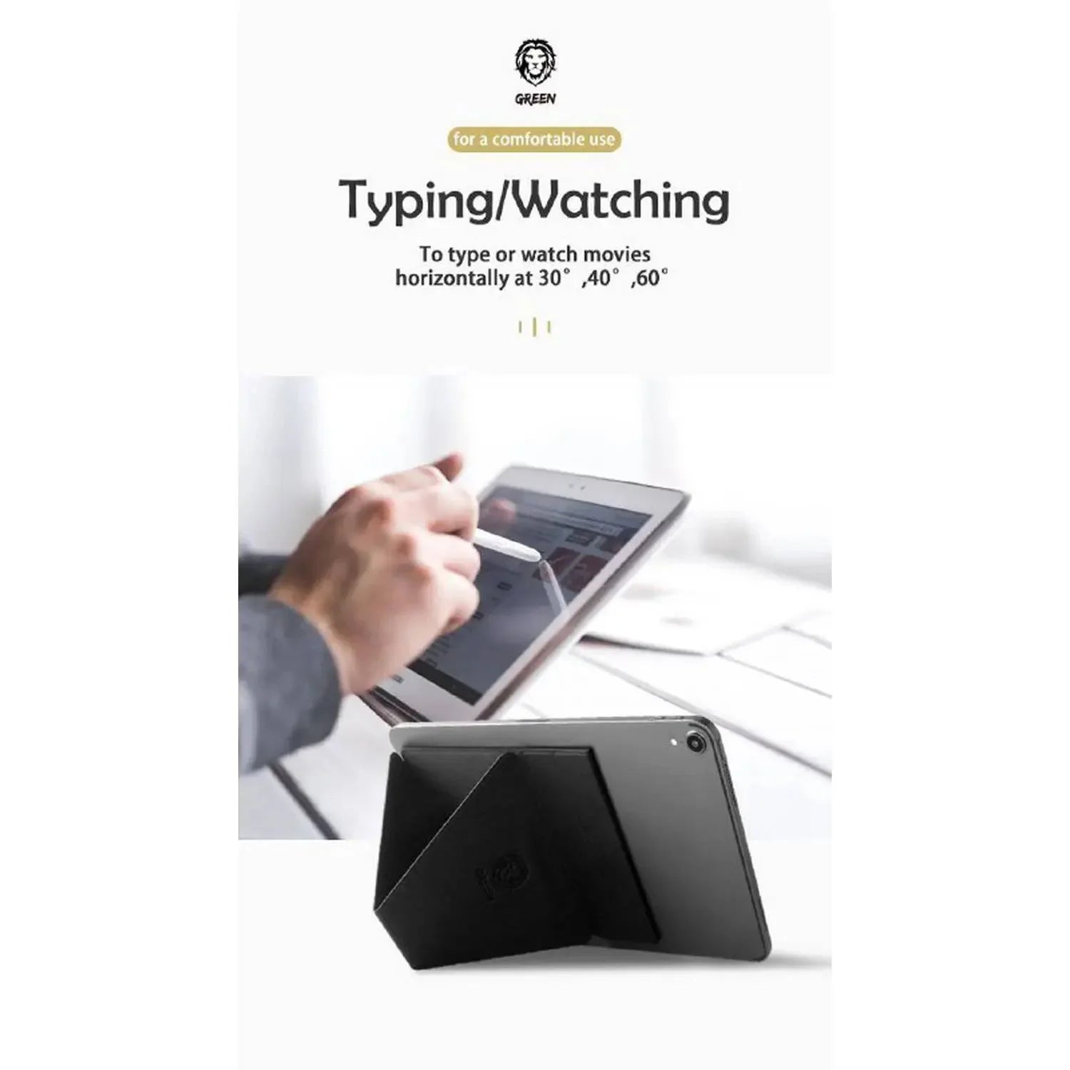 Green Premium Leather Tablet Stand 9 12.9 GNTBGRBK - Black