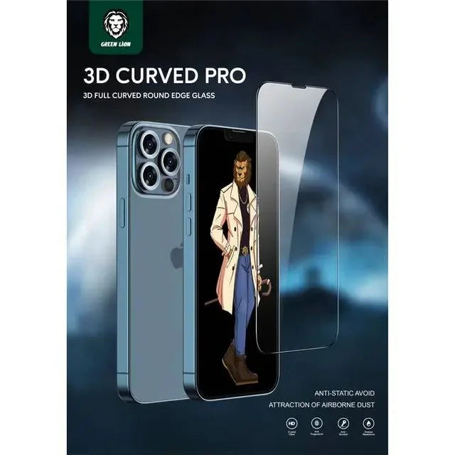 جرين - ايفون 13 برو ماكس 3D زجاج منحني أخضر GNI13PM3HDCL - شفاف