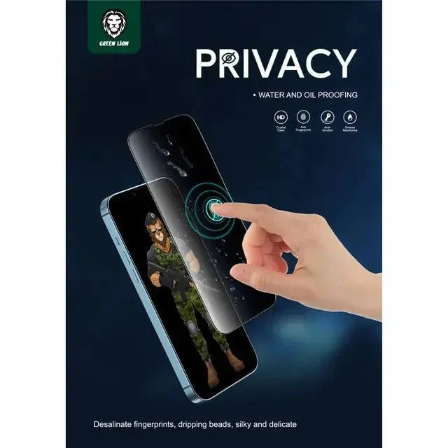 Green 3D Privacy Pro Glass Screen Protector for iPhone 13 Pro Max - Black