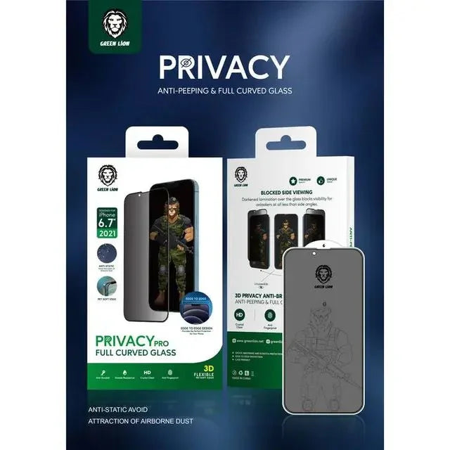 جرين - جرين 3D Privacy Pro شاشة حماية زجاجية لهاتف ايفون 13 برو ماكس - اسود