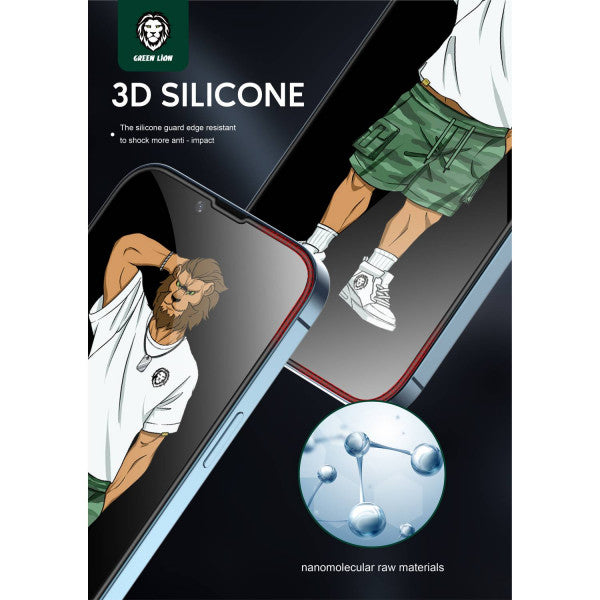 جرين - واقي شاشة زجاجي 3D Silicone+ لهاتف ايفون 13 برو ماكس 6.7  - شفاف