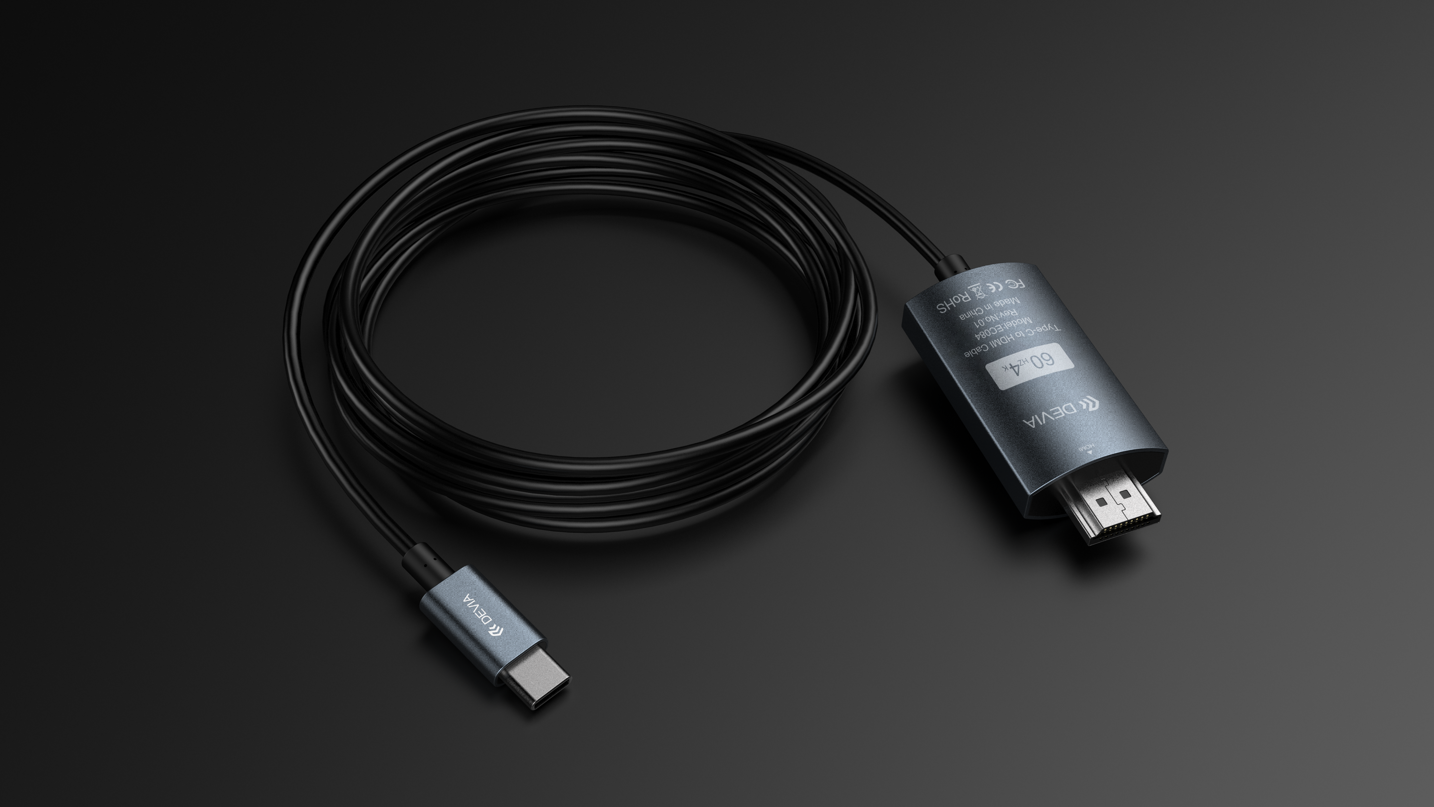 ديفا - كابل إتش دي إم آي سلسلة ديفيا ستورم (Type-c إلى HDMI) - أسود