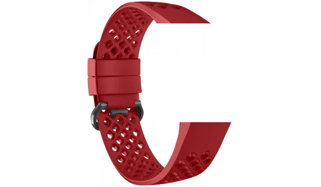 Devia Deluxe Series sport silicone mesh watch band for Fitbit Charge 3&4 350863 Large - Red