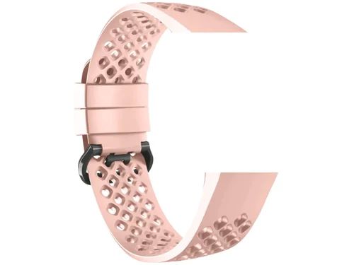 Devia Deluxe Series sport silicone mesh watch band for Fitbit Charge 3&4  350887Large - Pink