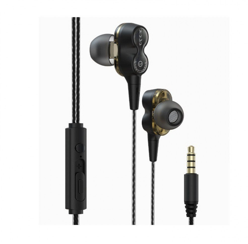 Devia Smart Series dual speakers wired earphone 3.5mm 351402 - Black,
