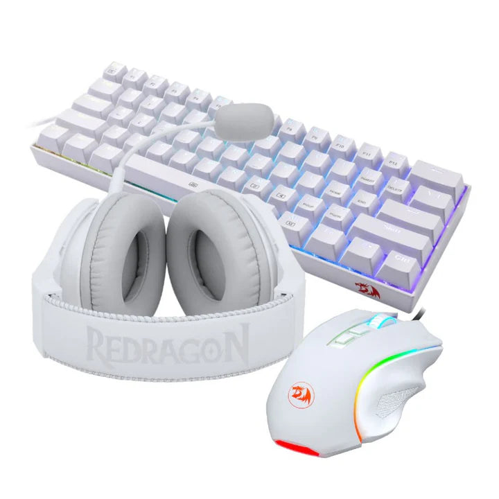 Redragon S129W 3in1 Gaming Mouse, Headset and Keyboard Combo - White