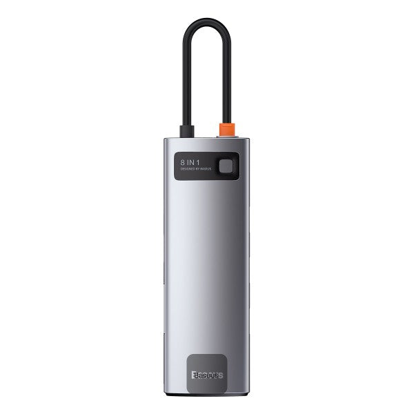 BASEUS | CAHUB-CV0G | Hub 8W1 Metal Gleam Series, Usb-C Do 3X Usb 3.0 + Hdmi + Usb-C Pd + Ethernet Rj45 + Micro SD/SD