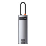 BASEUS | CAHUB-CV0G | Hub 8W1 Metal Gleam Series, Usb-C Do 3X Usb 3.0 + Hdmi + Usb-C Pd + Ethernet Rj45 + Micro SD/SD