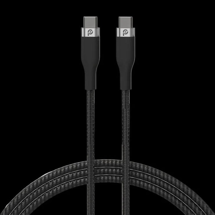 كابل Powero+ Rapid Pro Premium Braided من USB-C إلى USB-C بقوة 60 واط، بطول 1.2 متر - أسود