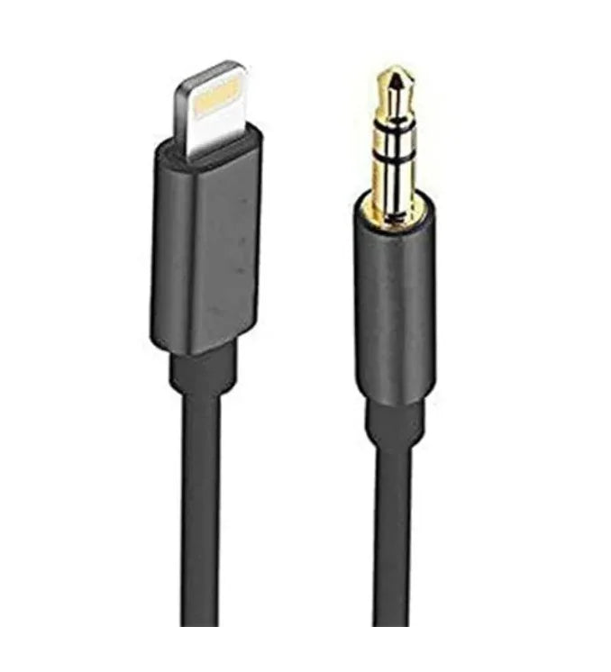 كابل مضفر ممتاز من POWERO+ STEREO LINK مقاس 3.5 مم إلى Lightning بطول 1 متر - أسود