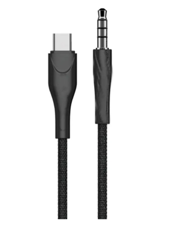 POWERO+ STEREO LINK PREMIUM BRAIDED CABLE 3.5MM TO Type-C 1M - BLACK