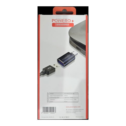 POWERO+ OTG USB-A TO USB-C with 5Gbps Data Transmission - Black