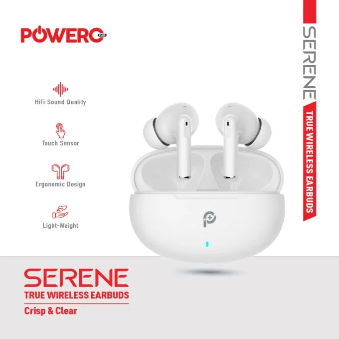 سماعات أذن PowerO+ Serene True اللاسلكية - بيضاء