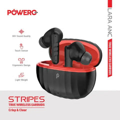 PowerO+ Stripes True Wireless Earbuds - Black & Red - GulfStore.com