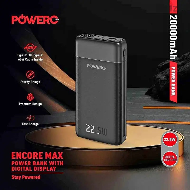 Powero+ Encore Max Powerbank 20000mAh Digital Display