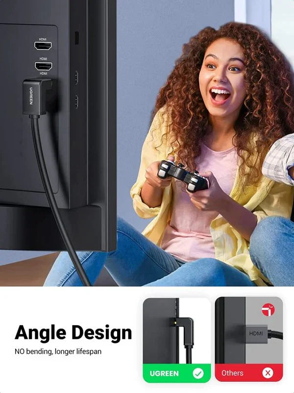 UGreen HDMI Cable Right Angle 90 Degree 2M - Black