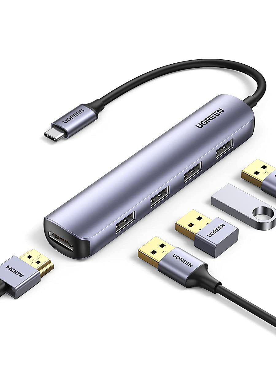 UGreen USB C Hubmultupport Adapter HDMI 5-in-1 Slim Hub 4 USB 3.0 Port 5 Gbps