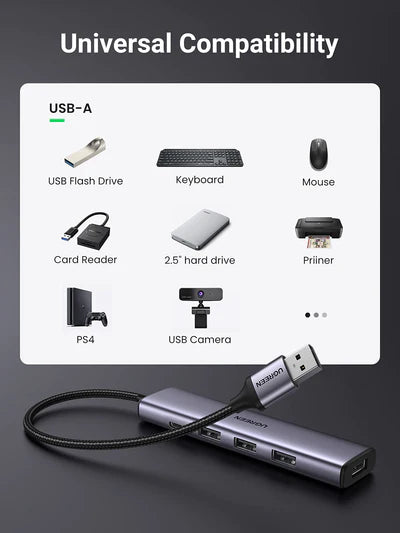 Ugreen uSB HUB Splitter - 4x USB 3.0 Grey6957303828050