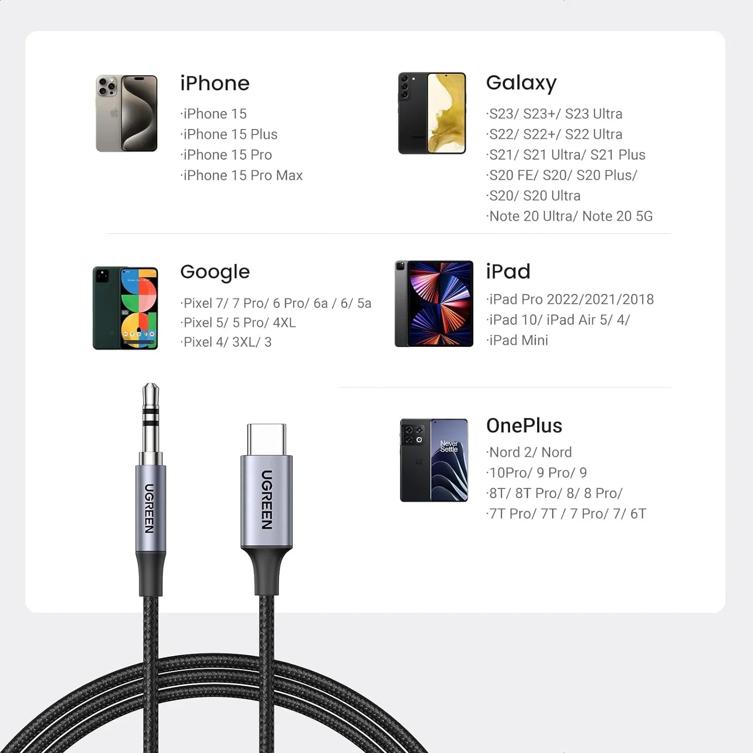 كابل ستيريو USB C إلى 3.5 مم من UGreen