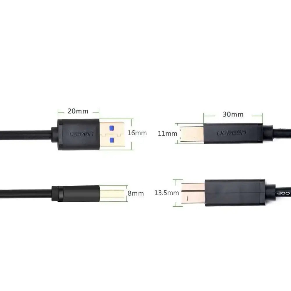 UGreen USB-A 3.0 & USB-B 3.0 Printer Cable 1m - Black - GulfStore.com