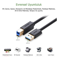 UGreen USB-A 3.0 & USB-B 3.0 Printer Cable 1m - Black - GulfStore.com