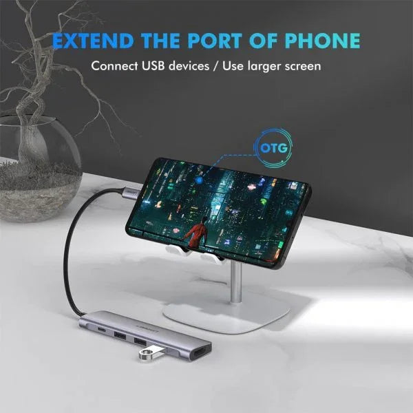 محول طاقة UGreen Type C إلى HDMI + USB 3.0-3+PD (موزع 5 في 1)