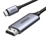 MM142 | UGREEN | كابل USB-C إلى HDMI ذكر إلى ذكر، غلاف ألومنيوم، 1.5 متر (رمادي أسود) | 50570